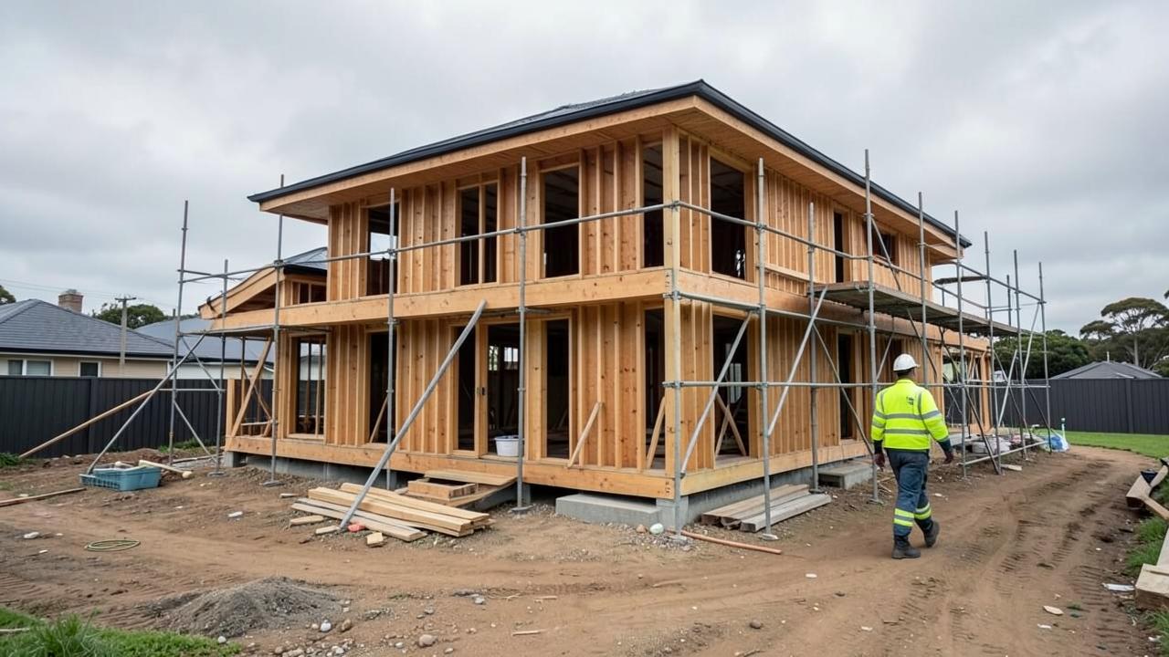 A new build house under construction in a New Zealand suburb